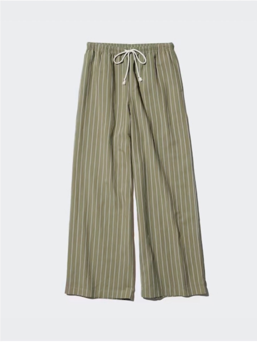 Uniqlo Striped Wide Leg Pants - Olive Green